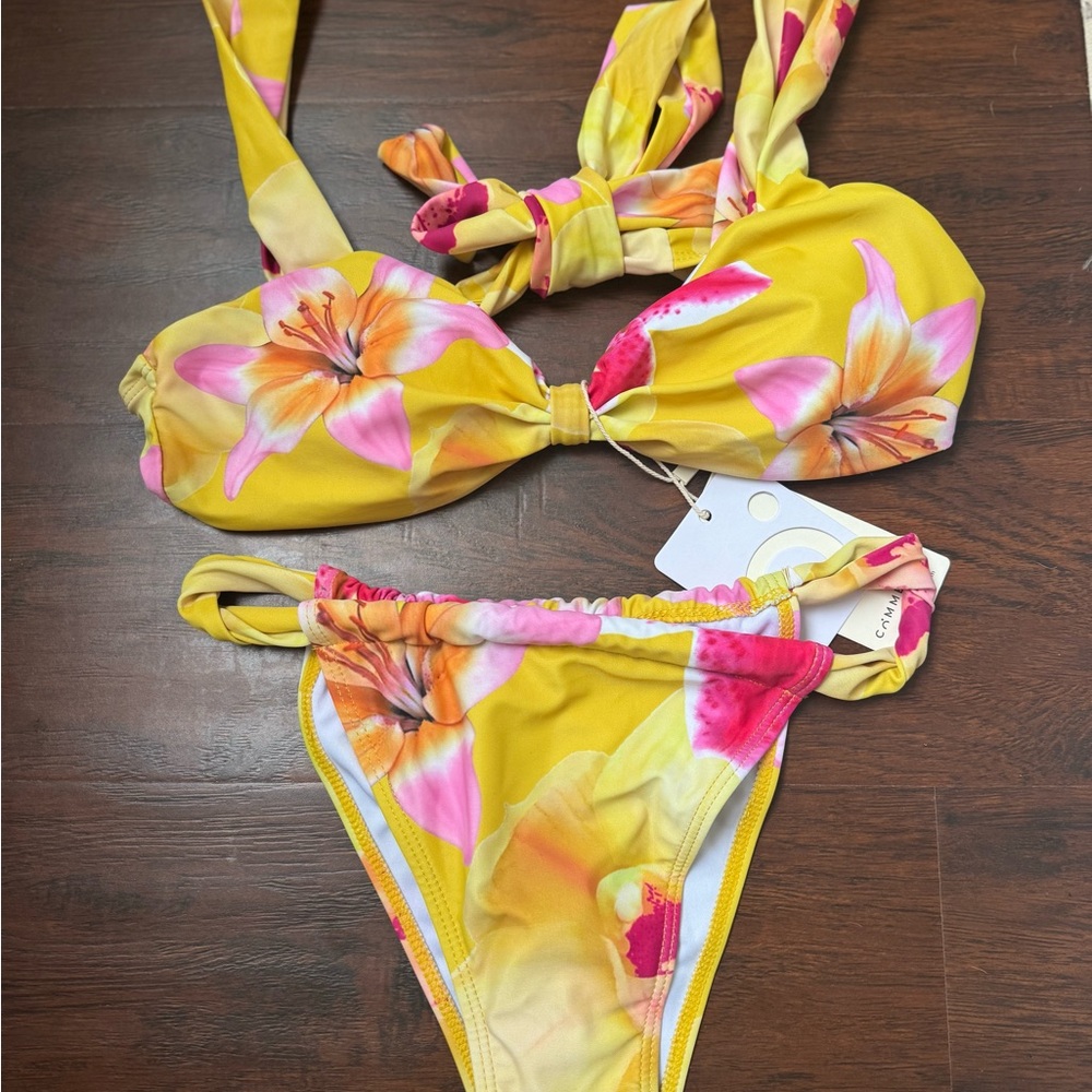 Commense Tropical Yellow and Pink Bikini